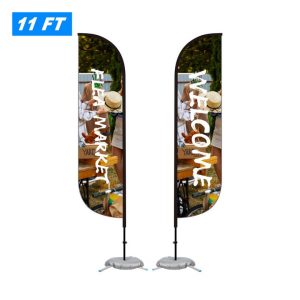 11' Custom Feather Flag Kit-Double Sided W/ Cross Base