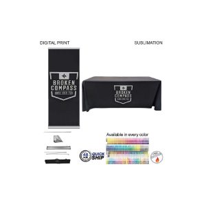 48HrQuick Ship -Deluxe Tradeshow Package, Deluxe Retractable Banner + Premium Sublimated tablecloth