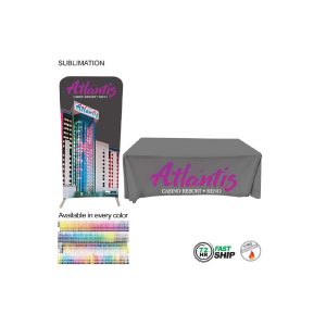 72 Hr Fast Ship - Tradeshow Booth Package Sleek, 3'Wide EuroFit Display and 6' Sublimated Tablecloth