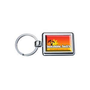 Two Sided Budget Chrome Plated Domed Keytag Rectangle