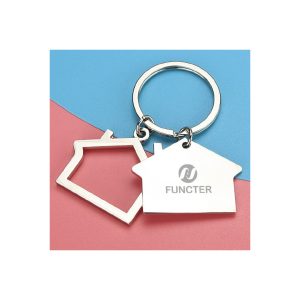 Double House Shaped Metal Keychain