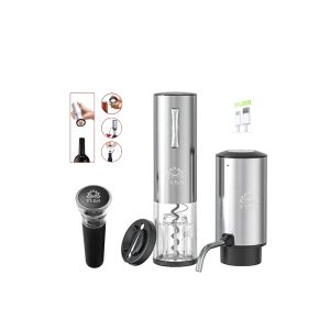 Steel Electric Wine Opener With Cork Decanter