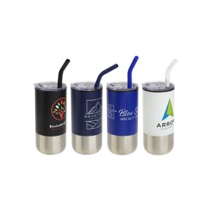 Oxford 16 oz Stainless Steel/Polypropylene Tumblerwith Straw