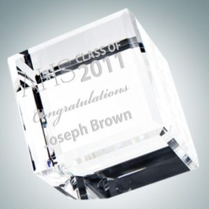 Beveled Diamond Cube Optical Crystal Award (Extra Small)