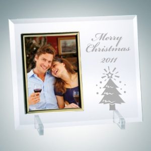 Vertical Gold Photo Frame Jade Glass Awardw/Stand (5" x 3 1/2" Photo)