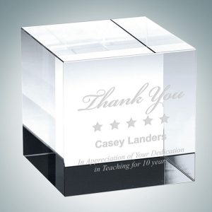 Straight Cube Optical Crystal Paperweight (Large)