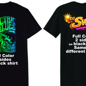 Black Cotton Tee Shirt with Fullcolor digital print on two sides